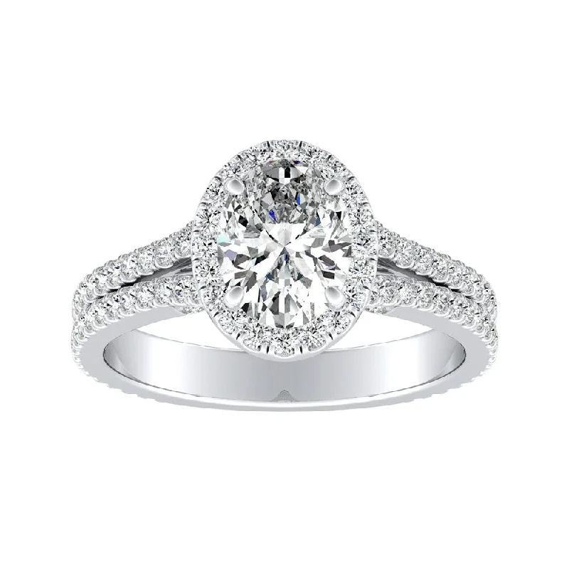 Scarred ring-Auriya Platinum 1 1/3ctw Oval-cut Halo Diamond Engagement Ring (H-I, SI1-SI2)