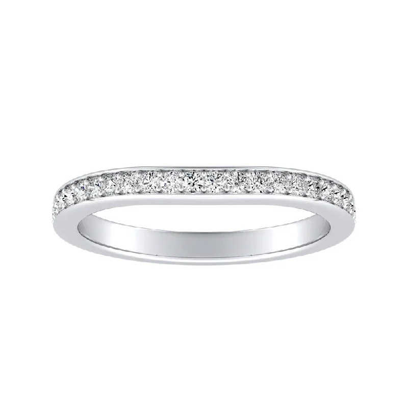 Ethnic grooved ring-Auriya Platinum 1/5ctw Curved Diamond Wedding Band