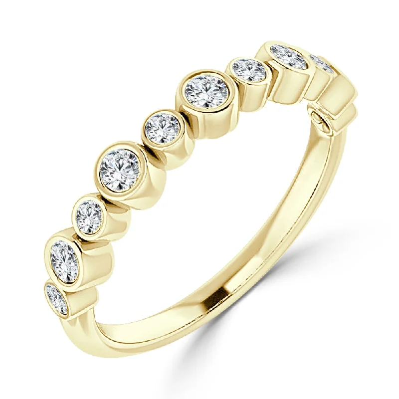 Subtle silver ring-Auriya Stackable 1/3ct TDW Round Bezel Set Diamond Wedding Band 10K Gold