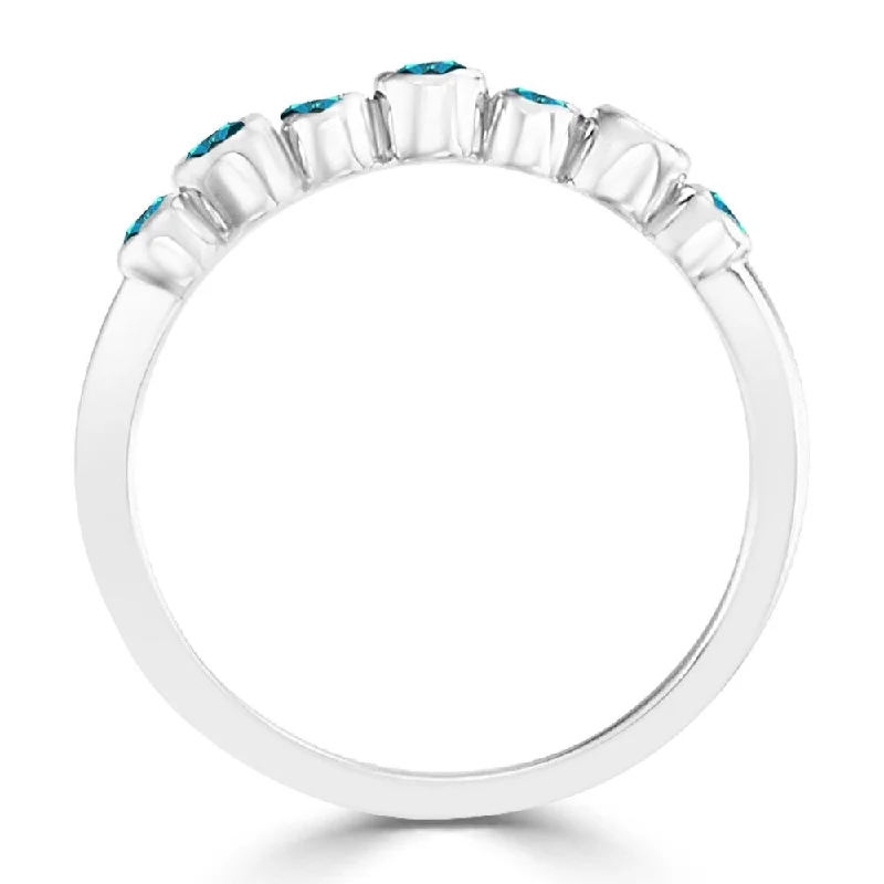 Framed design ring-Auriya Stackable 1/5ctw Round Bezel Set Blue Diamond Wedding Band 10K Gold