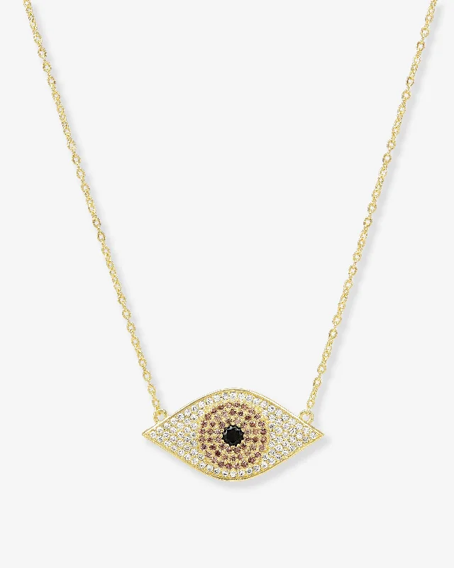 Optic necklace-Black Evil Eye Necklace - Gold|Black Diamondettes