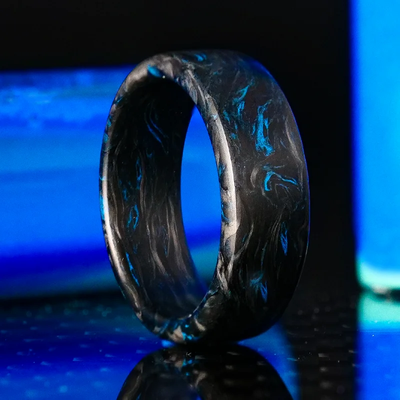 Broad shank ring-Blue Burl Carbon Fiber Ring