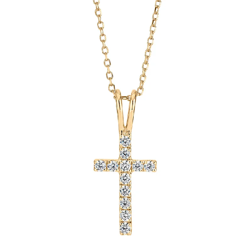 Welded silver necklace-Cross pendant in 10 carat yellow gold