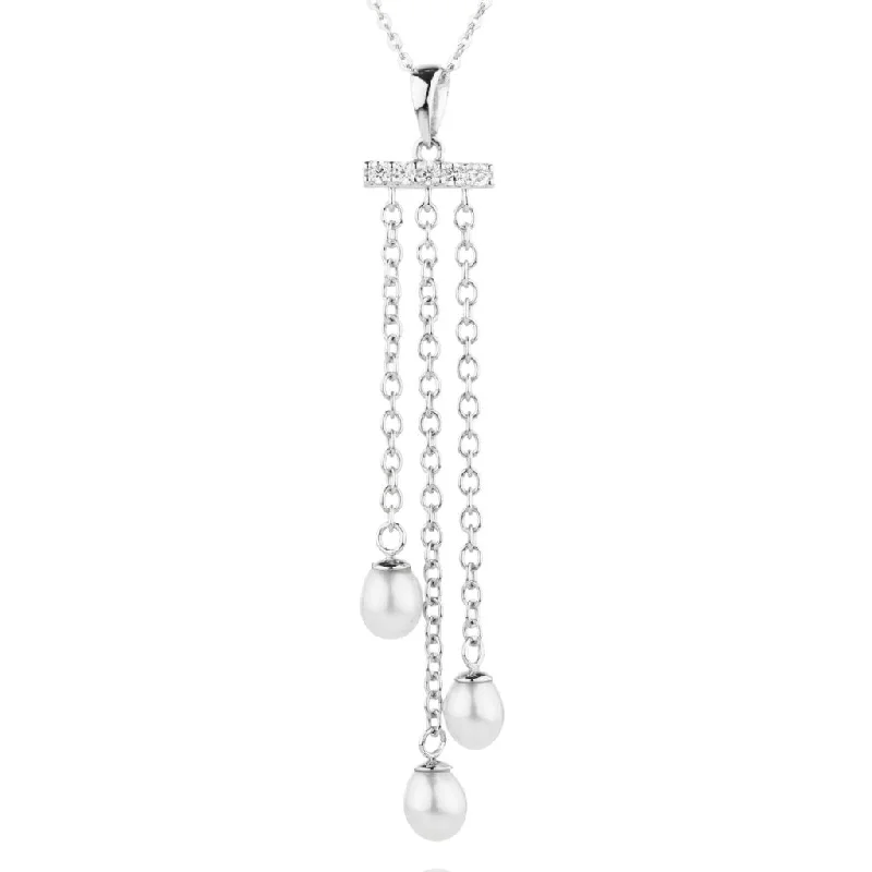 Rich topaz necklace-Cultured freshwater pearl drop necklace in sterling silver