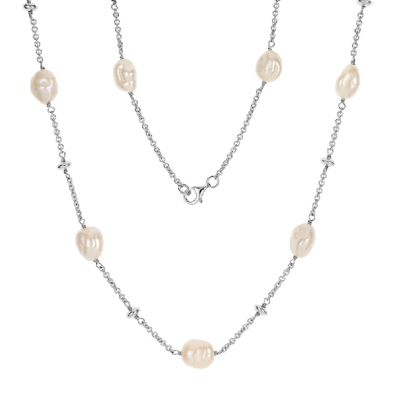 Untamed pearl necklace-Cultured freshwater pearl necklace in sterling silver