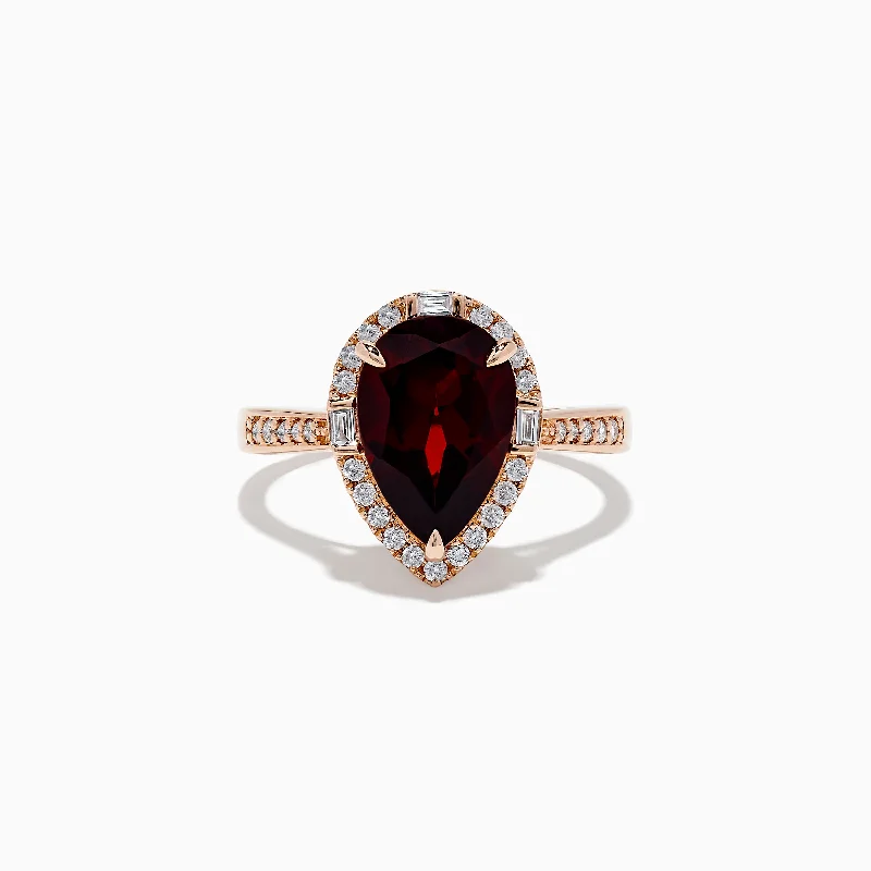 Vintage topaz ring-14K Rose Gold Garnet and Diamond Ring