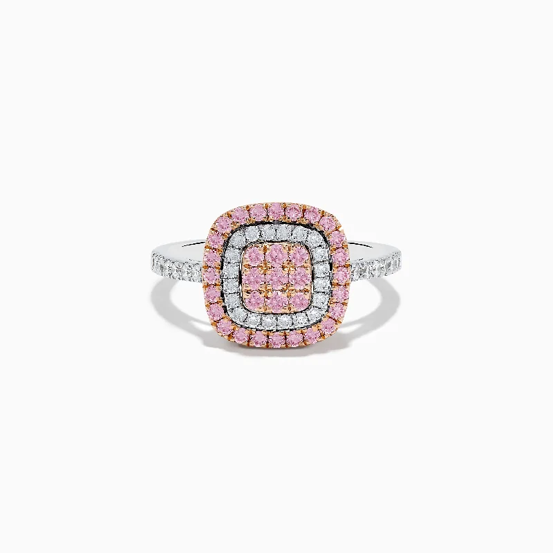 Slope gem ring-14K Two-Tone Pink and White Diamond Ring