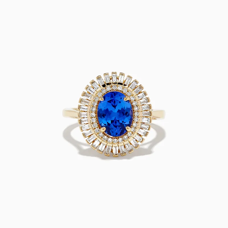 Subtle silver ring-Nahla Siri 14K Yellow Gold Tanzanite and Diamond Ring