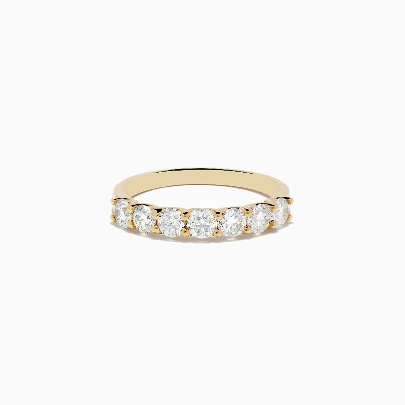 Slim diamond ring-D'Oro 14K Yellow Gold Round Brilliant Diamond Band 1.03 TCW