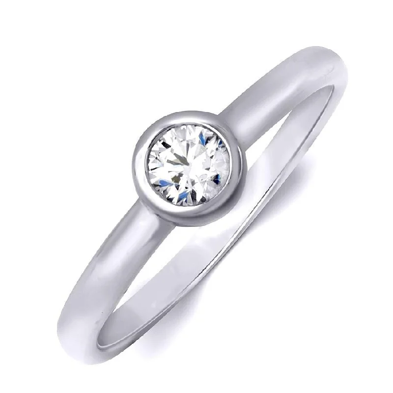 Celestial moon ring-Elegant Single Stone White Cubic Zirconia Silver Bridal Fashion Ring