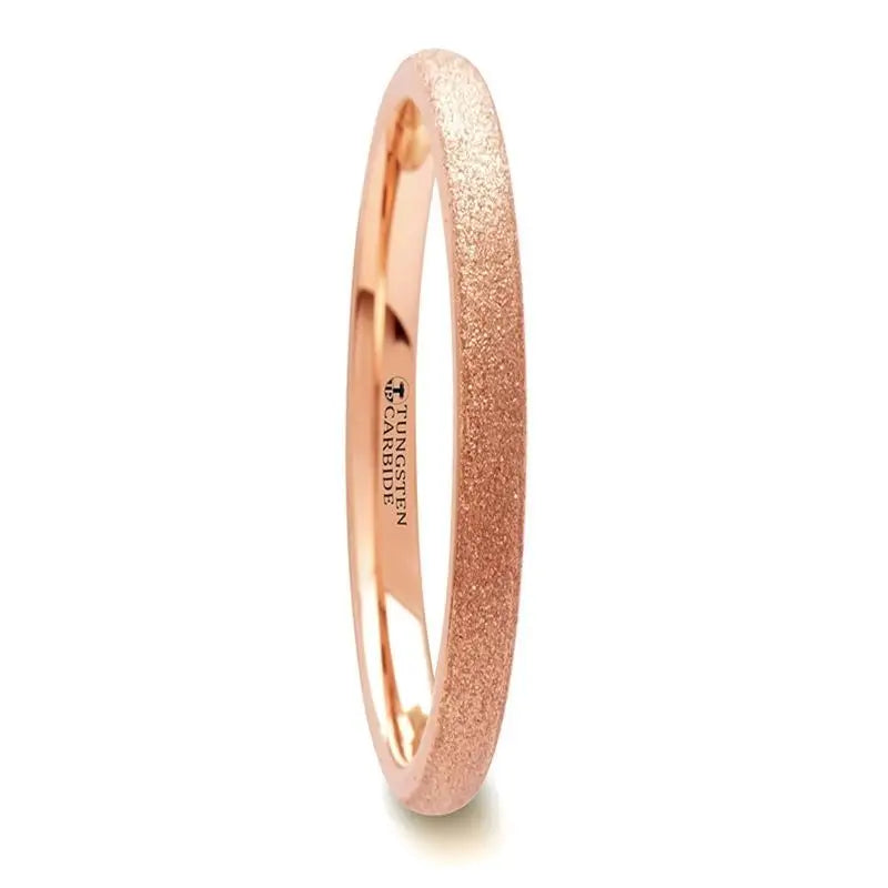 Cloud-cut ring-2mm EMBER Domed Tungsten Ring Rose Gold Plating and Sandblasted Crystalline Finish