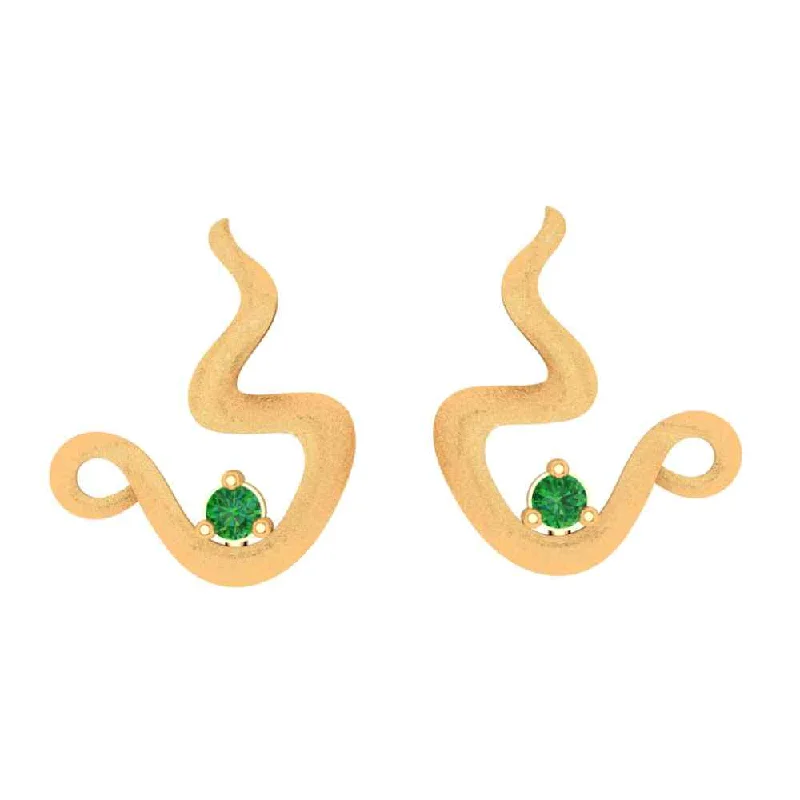 Rolling wave earrings-Emerald Green Earrings Gold