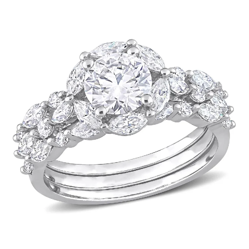 Wide-tier ring-Eternally Yours 3ct TGW Created Moissanite Vintage Floral Ring in Sterling Silver