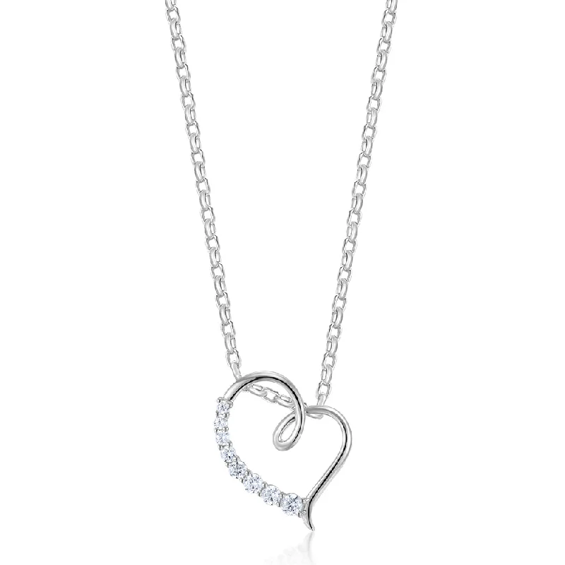 Open coil necklace-Fancy pendant with 0.25 carats* of diamond simulants in 10 carat white gold