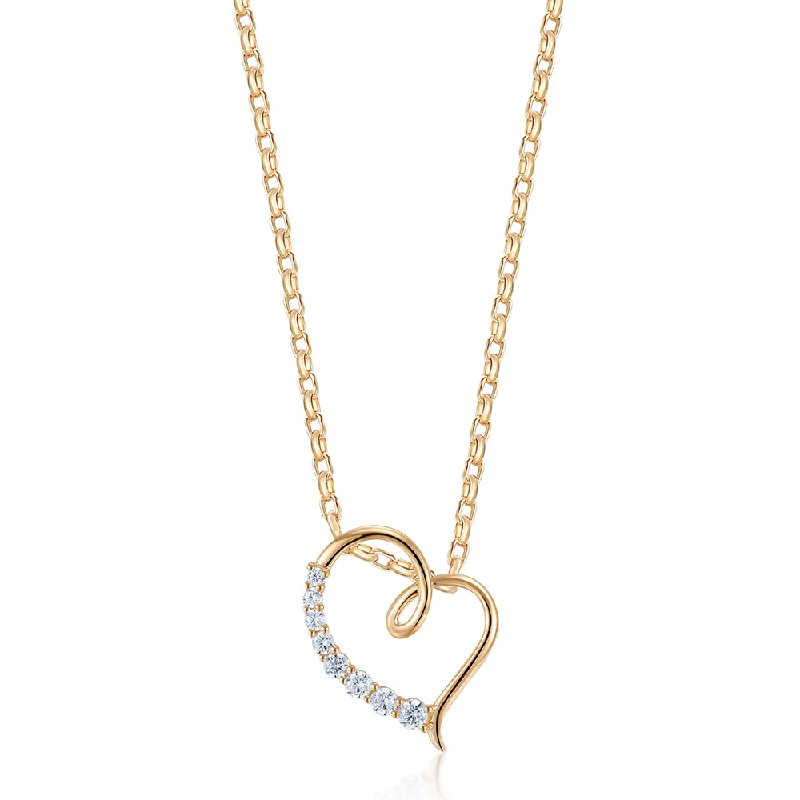 Smooth-cut necklace-Fancy pendant with 0.25 carats* of diamond simulants in 10 carat yellow gold