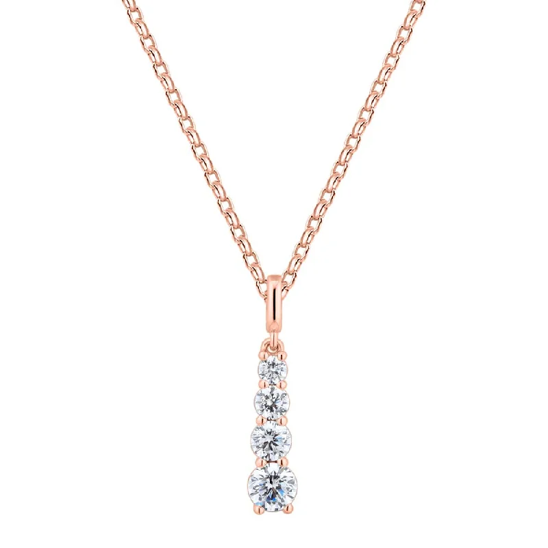 Carved pattern necklace-Fancy pendant with 0.62 carats* of diamond simulants in 10 carat rose gold