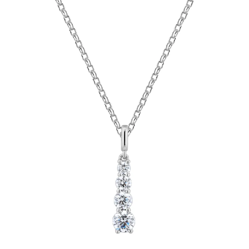 Satin granite necklace-Fancy pendant with 0.62 carats* of diamond simulants in 10 carat white gold