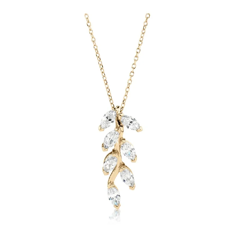 Slope gem necklace-Fancy pendant with 0.98 carats* of diamond simulants in 10 carat yellow gold