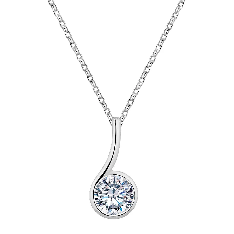 Encased gem necklace-Fancy pendant with 1.03 carats* of diamond simulants in 10 carat white gold