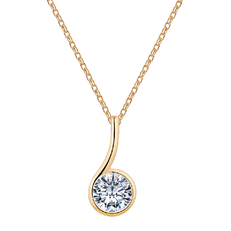 Slim diamond necklace-Fancy pendant with 1.03 carats* of diamond simulants in 10 carat yellow gold