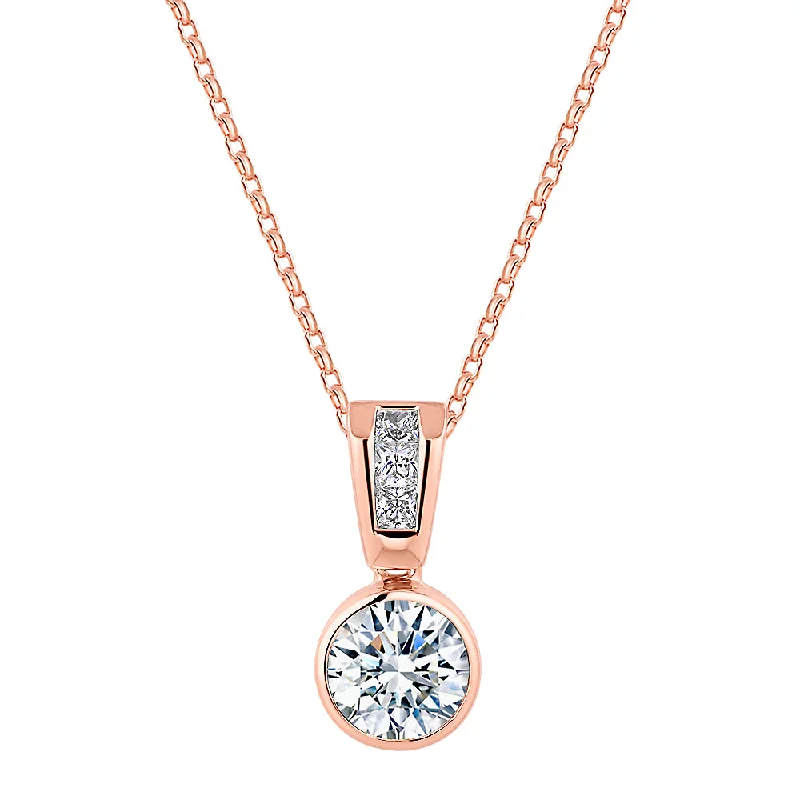 Drifting diamond necklace-Fancy pendant with 1.21 carats* of diamond simulants in 10 carat rose gold