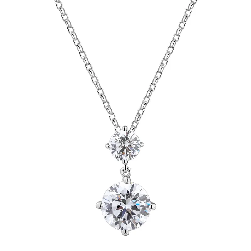 Droplet necklace-Fancy pendant with 2.5 carats* of diamond simulants in 10 carat white gold