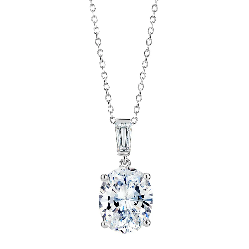 Streaked stone necklace-Fancy pendant with 2.69 carats* of diamond simulants in 10 carat white gold