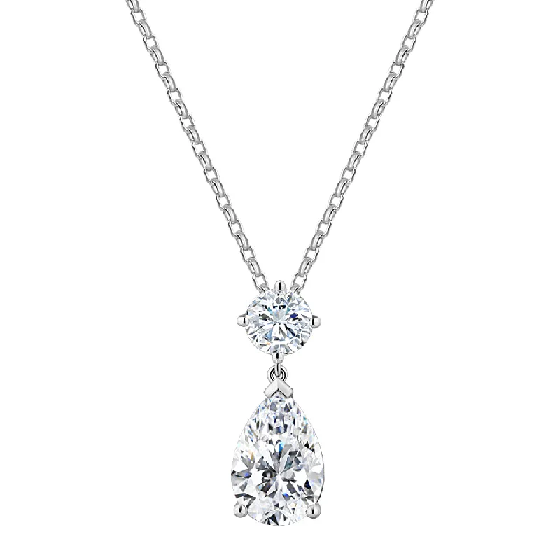 Narrow-tier necklace-Fancy pendant with 3.84 carats* of diamond simulants in 10 carat white gold