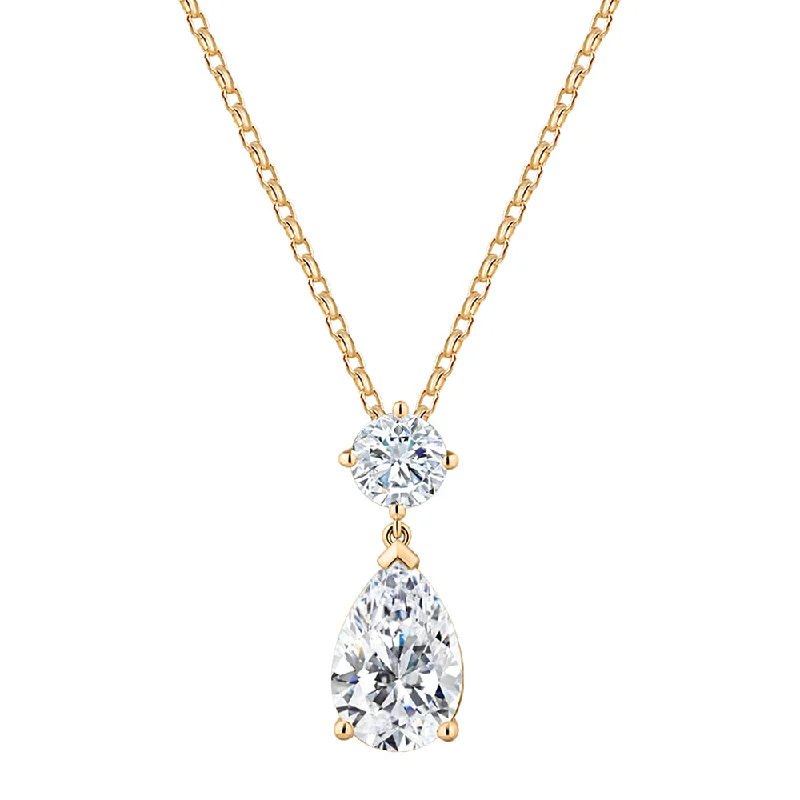 Framed chain necklace-Fancy pendant with 3.84 carats* of diamond simulants in 10 carat yellow gold