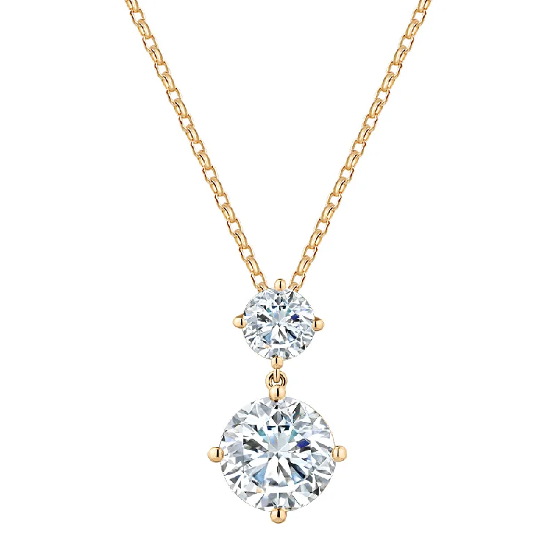 Light morganite necklace-Fancy pendant with 4.19 carats* of diamond simulants in 10 carat yellow gold