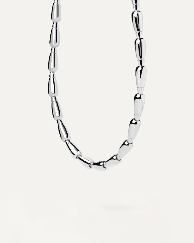 Bold tier necklace-Gigi Silver Necklace