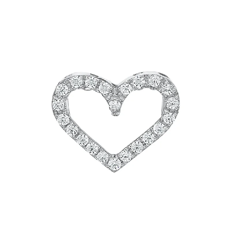 Delicate weave necklace-Heart pendant in 10 carat white gold