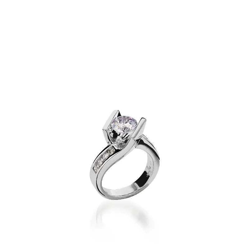 Galactic design ring-Intrigue Round White Gold Engagement Ring