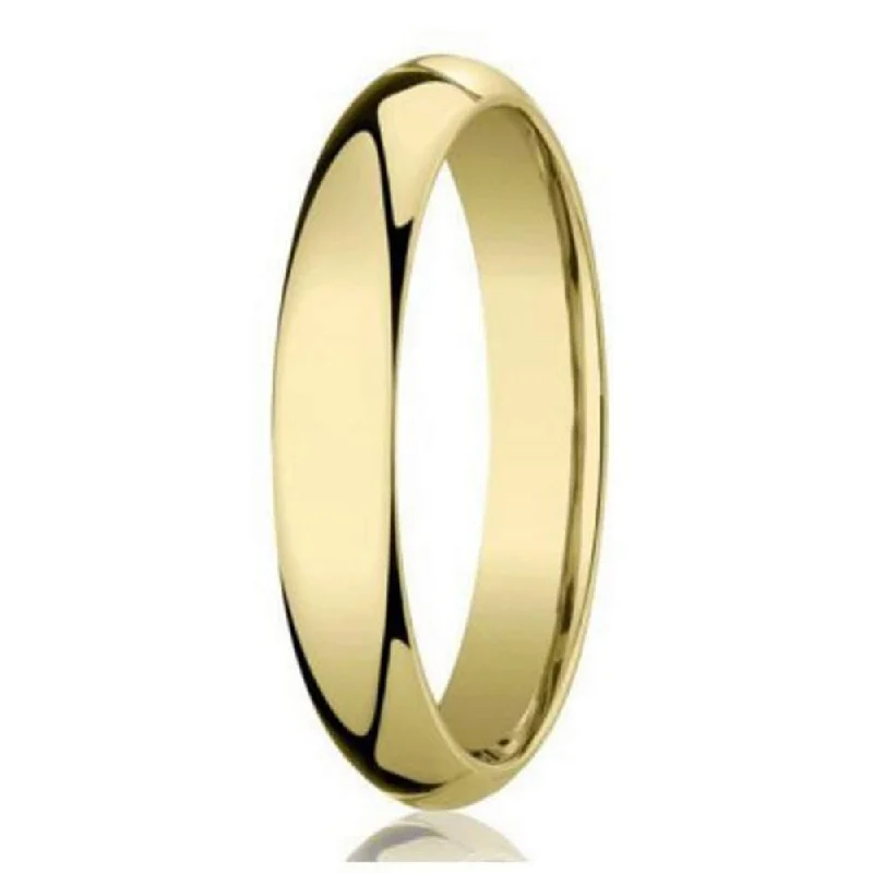 Gentle sweep ring-Designer 3 mm Domed Comfort-fit 10K Yellow Gold Wedding Band