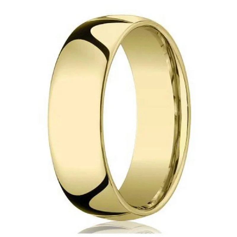 Rolling wave ring-Designer 8 mm Domed Comfort-fit 10K Yellow Gold Wedding Band