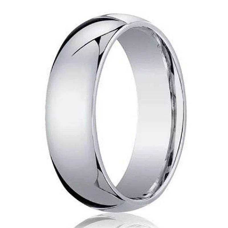 Perforated ring-Designer 14K White Gold Wedding Band For Men, Traditional | 6mm