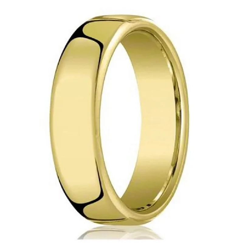 Framed band ring-Designer 14K Yellow Gold Men's Wedding Band, Comfort Fit | 6.5mm