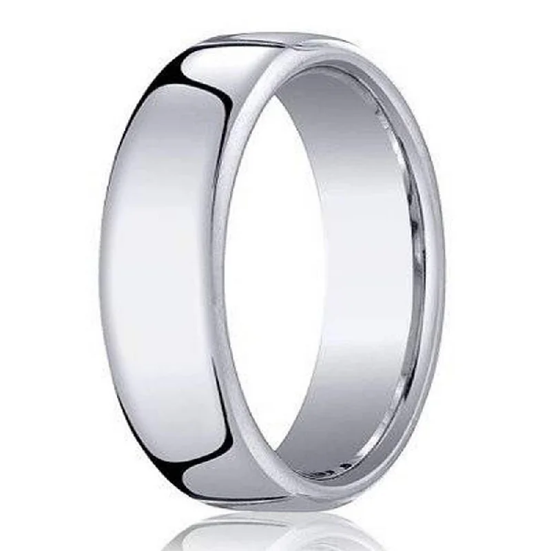 Smooth rim ring-Classic 14K White Gold Ring for Men with Heavy Fit