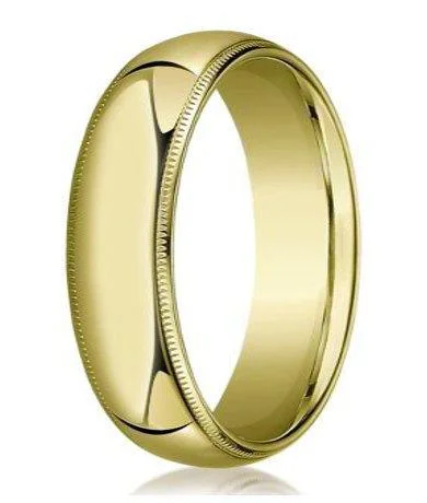 Welded gold ring-8mm Domed Milgrain Polished Finish Comfort-fit 10K Yellow Gold Wedding Band