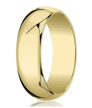 Satin granite ring-7mm Traditional Domed Polished Finish 10K Yellow Gold Wedding Band