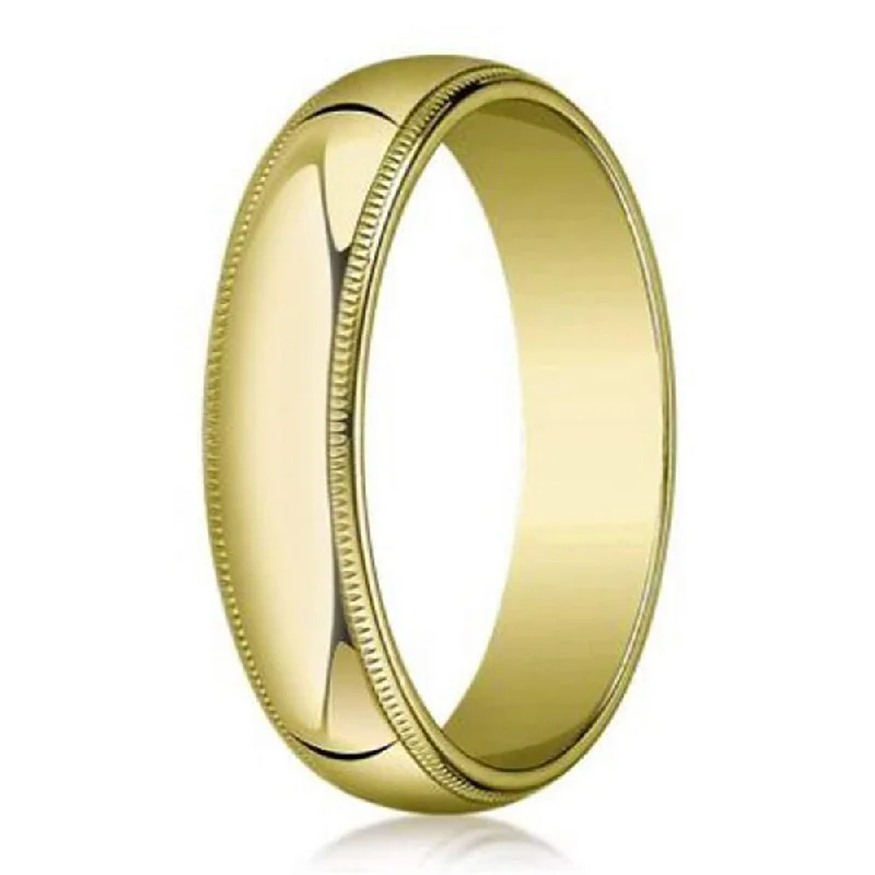 Flower-bud ring-Designer 5 mm Traditional Fit Milgrain 10K Yellow Gold Wedding Band