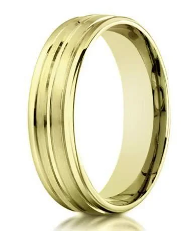 Lined band ring-Designer 14K Yellow Gold Men's Wedding Ring, Modern Bands | 4mm