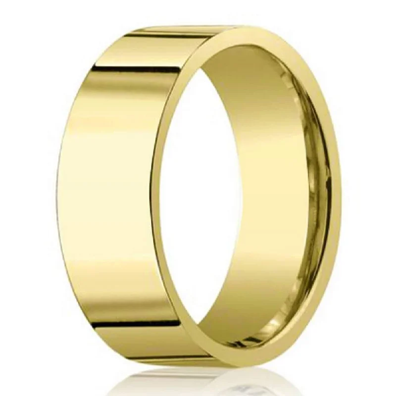 Peaked band ring-8mm 14k Yellow Gold Men's Designer Wedding Band