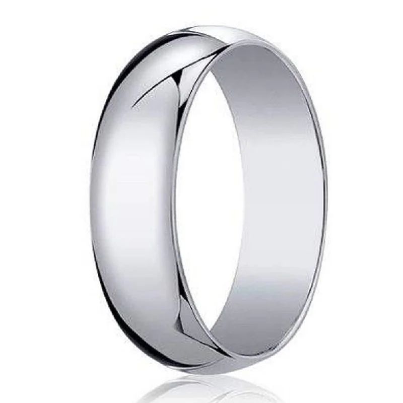 Stem-twist ring-6mm Men's 14k White Gold Wedding Band with Classic Dome