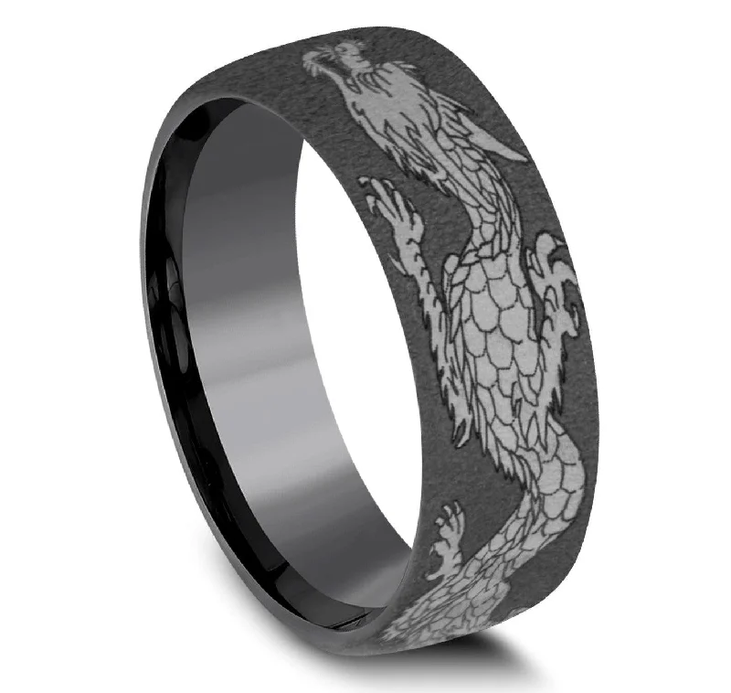 Peak motif ring-Benchmark Tantalum Dragon Design 7.5MM