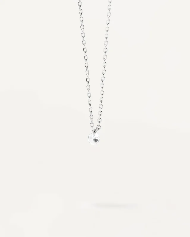 Smooth aluminum necklace-Joy Silver solitary Necklace