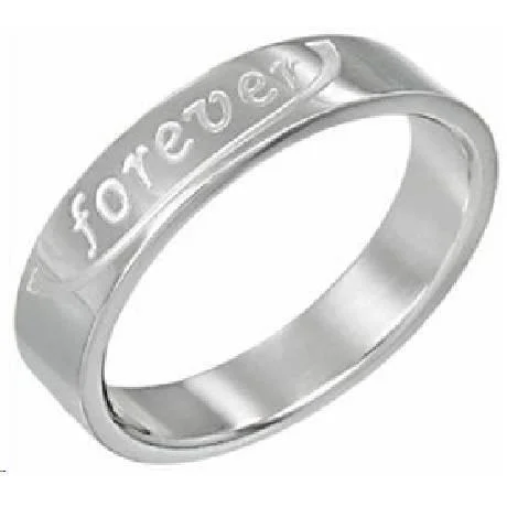 Fixed gem ring-Stainless Steel "Forever" Ring - 8mm