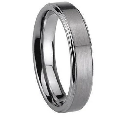 Ethnic grooved ring-Tungsten Wedding Ring with Satin Finish-6mm