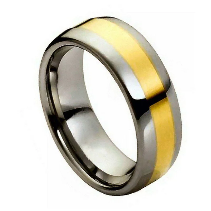 Unified band ring-Tungsten High Polished Dome Yellow Gold Plated Ring l 9mm