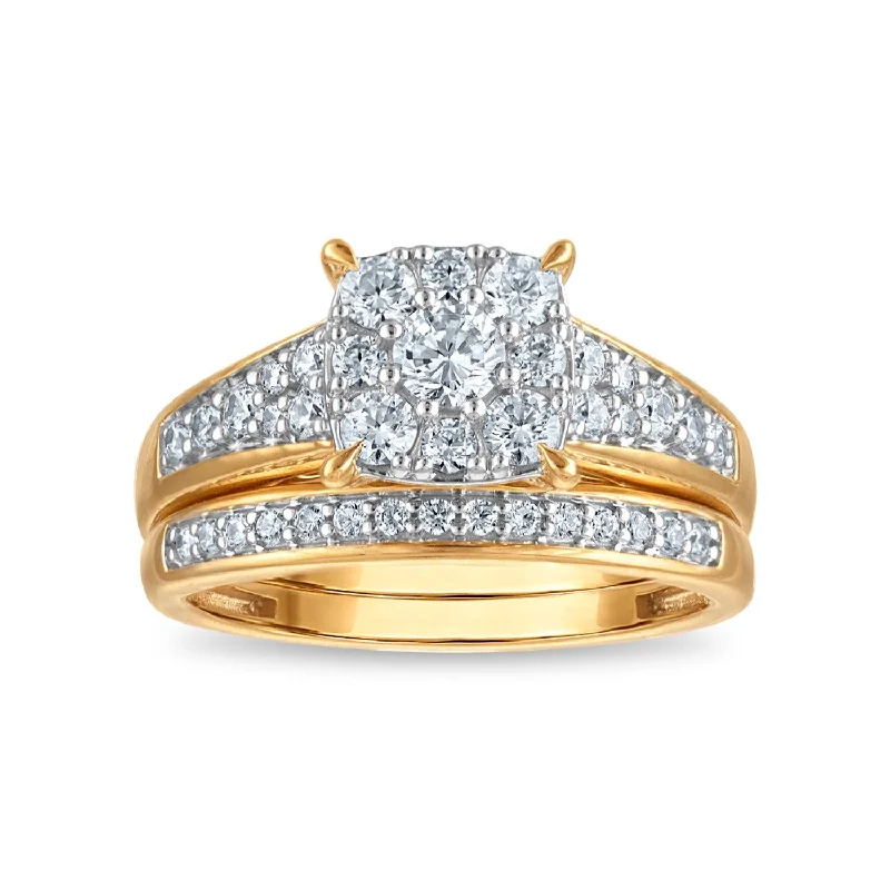 Framed band ring-LoveSong EcoLove 7/8 CTW Lab Grown Diamond Bridal Set in 10KT Yellow Gold